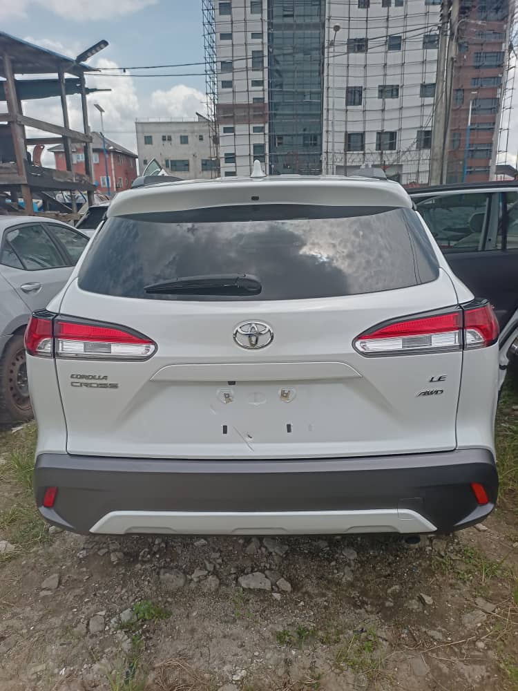 Toyota Corolla Cross LE AWD in white — rear view, Canadian imported, available at Sabfatex Autos Port Harcourt